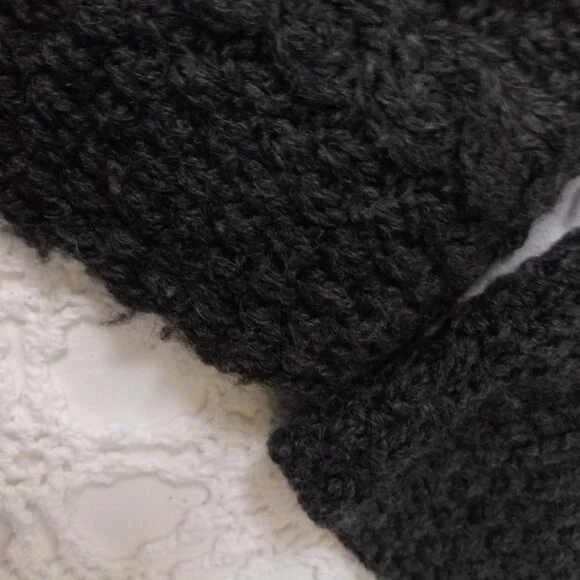 Aran Crafts Cardigan Sweater 100% Merino Wool Gray Cable Knit Heavy Medium Women - Picture 6 of 10